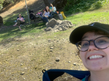 Julie, Eden, and Victoria relaxing during the Weber group trip at Lake Sonoma, June 2019
